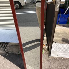 壁掛けミラー　高さ120cm　ブラウン　軽量