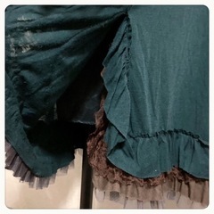 ご購入者様決定꒰CLEF DE SOL꒱フリルレースアシンメトリースカート緑茶色