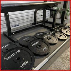 状態良好 FIGHTING ROAD/ファイティングロード ハードベンチ+バーベルシャフト 1本＋プレート60Kg 手渡し希望/自社配送可能（配送エリアについてお問い合わせください）筋トレ・宅トレの初心者に最適