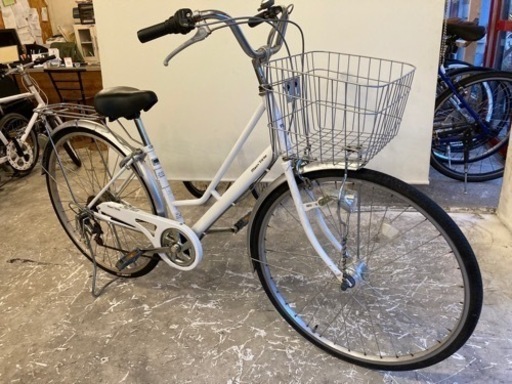 LEDオートライト】6段変速27インチ自転車白 (アリンコファクトリー 