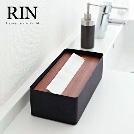 蓋付きティッシュケース RIN リン L 山崎実業 木製 木目 北欧 無印