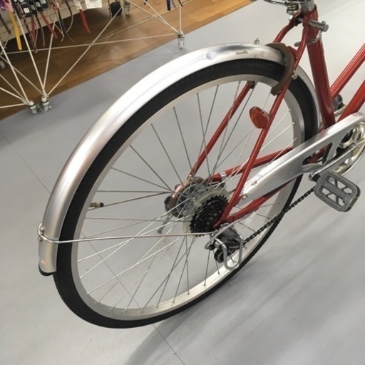 S270 普通自転車 AFFICHE 6段 赤 カギ付き ダイナモライト 美品