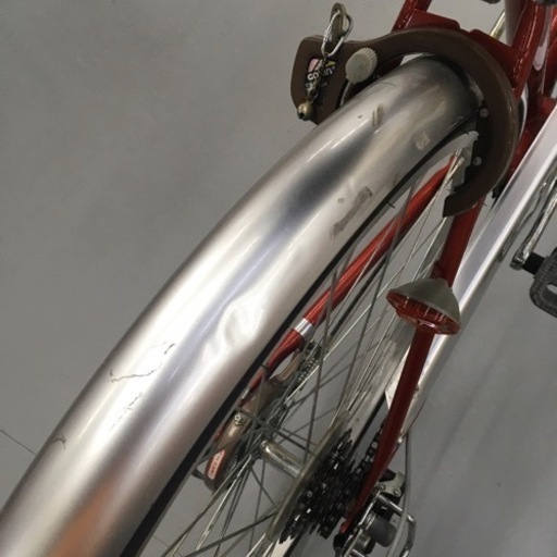 S270 普通自転車 AFFICHE 6段 赤 カギ付き ダイナモライト 美品