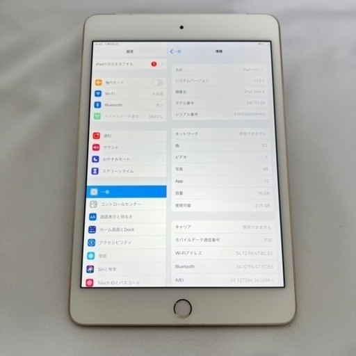 iPad mini4 docomo cellular+WIFI simフリー