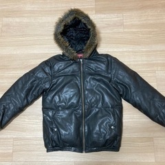 Supremeファー付レザーダウンジャケット　サイズM 黒
