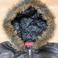 Supremeファー付レザーダウンジャケット　サイズM 黒