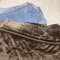 未使用品 毛布2枚 ダブルサイズ ニトリ茶色 イオン水色