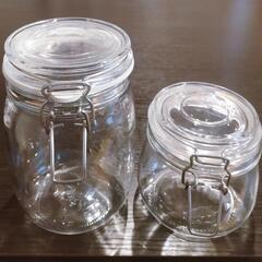 IKEA ふた付き容器, クリアガラス ガラス瓶2個