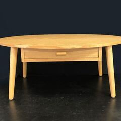 木製 座卓 ローテーブル 楕円形 引き出し付き ひとり暮らし