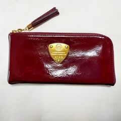 超美品 ATAOアタオ Limo リモ 長財布 シェブロンエナメル ボルドー ロング ウォレット