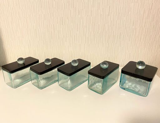 ガラス 小物入れ コットン 綿棒入れ バリ雑貨　5つセット
