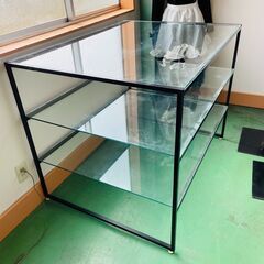 【ネット決済】【店舗用品】三段ガラス棚　ガラス台