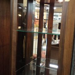 鈴木家具 1枚ステンドグラス扉キュリオケース 上下ライト付【愛品倶楽部柏