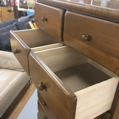 S184 天然木 ハイチェスト、ライトブラウン、アンティーク調、7段 10個