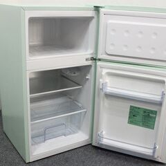 レトロ調2ドア冷凍冷蔵庫 ライトグリーン 85L バーハンドル SP-RT85L2 