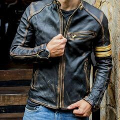 羊革ジャケット 本革 ライダーバイカージャケット 羊革ジャケット ビンテージ・スタイル Real Sheep Leather Rider Biker Jacket Vintage Style 羊革ジャケット 本革 ライダーバイカージャケット 羊革ジャケット