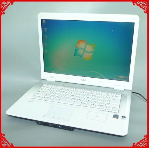 即使用可 中古美品 ホワイト ノートパソコン Windows7 15.4型 NEC PC-LL750MG Core2Duo 4GB DVDマルチ 無線 Wi-Fi Office 初心者向け