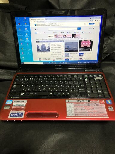 大画面15.6インチWXGA (1366x768)LED液晶　Core i5 -2450M 2.5GHz(2コア/4スレッド)　メモリー4GB　HDD250GB　東芝　dynabook T451/46ER PT45146ESFR Windows10 ・Office2010インストール済