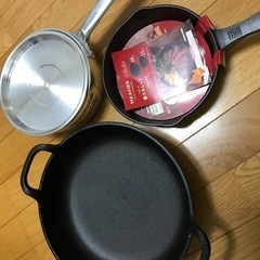 【ネット決済】すき焼きなべ、スキレット、ステンレス鍋の3点セット