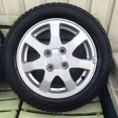 ダイハツ純正ホイルスタッドレスタイヤ4本セット155/65/14、取り付け料金こみで18000円