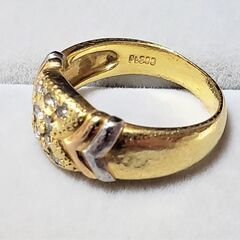 自社オリジナル K18 Pt900 スリーカラー 地金 ダイアモンド リング