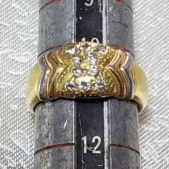 自社オリジナル K18 Pt900 スリーカラー 地金 ダイアモンド リング