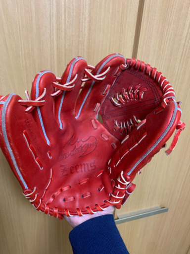 最終値下げです。これ以上は下げません。 ジームス　レザー 赤 軟式グローブ ジームス 軟式 グローブ