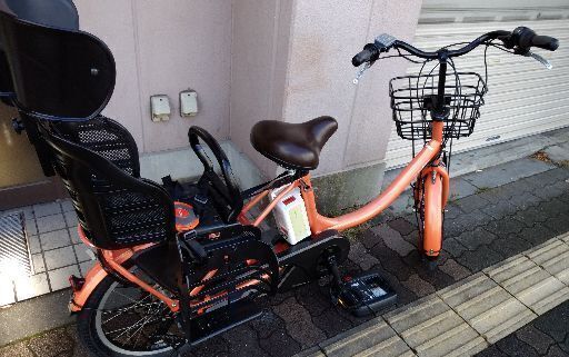 [YAMAHA]PAS Babby 20吋子供乗せ電動アシスト自転車 8.7Ahバッテリー+ 充電器+スペアーキー3本付き(オレンジ)