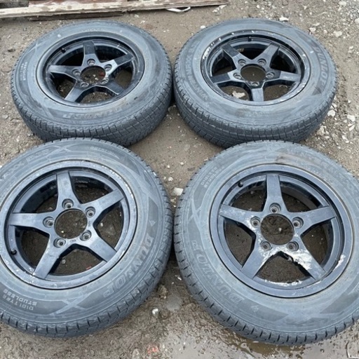 バリ山 DUNLOP SJ8 175/80R16 スタッドレス タイヤ アルミホイール付き  