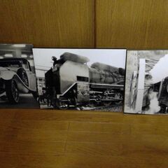 木製写真パネル　SL（蒸気機関車）・ベンツ　３枚セット