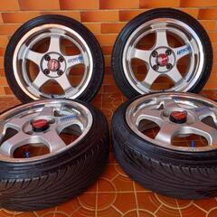 引っ張り15インチタイヤホイール4本セット work 6.5J 4H PCD100