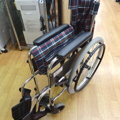 車イス 自走式 美品☆ 美和商事 リーズ チェック柄ネイビー 自走・介助兼用車いす MW-22ST 介護・介助用品 　西岡店   