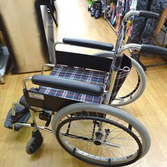 車イス 自走式 美品☆ 美和商事 リーズ チェック柄ネイビー 自走・介助兼用車いす MW-22ST 介護・介助用品 　西岡店   