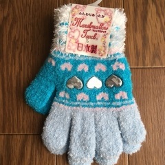 【新品】女児手袋 水色 日本製
