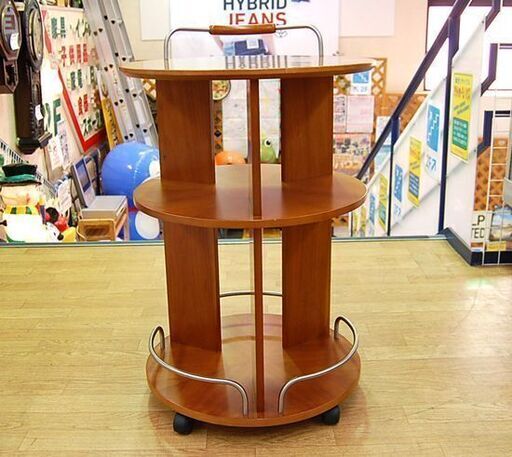☆関税込☆ラウンドワゴン 直径47.5×高さ75cm キャスター付き ハンドル付き