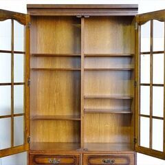 山口)下松市より　カリモク家具 コロニアル ウォールナット色 食器棚 ダイニングボード 幅89×奥行44.5×高さ191.5cm BIZHL16H