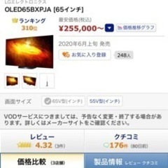 2021年　2月購入　美品　LG 有機ELテレビ　65インチ　
