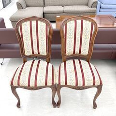 北海道千歳市発 イタリア製 輸入家具 アンティーク調 丸テーブル ダイニングセット 椅子2脚  象嵌 花模様 猫脚 カフェテーブル ラウンドテーブル