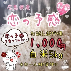  🉐お試し超特価🍚白米5kg💴1,000円 🥇一等米  ❤️恋の...