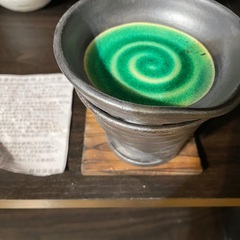 （中古）香炉 陶器/ 黒釉茶香炉（緑） /アロマ +スペアろうそく付