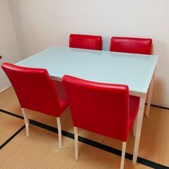 【引渡決定】ダイニングテーブル　4人　赤