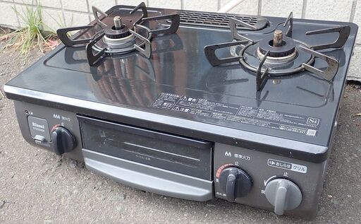 札幌 リンナイ 横56cm 都市ガス 12A13A ガステーブル ガス台 RTE564BKL 21.01年製 中古