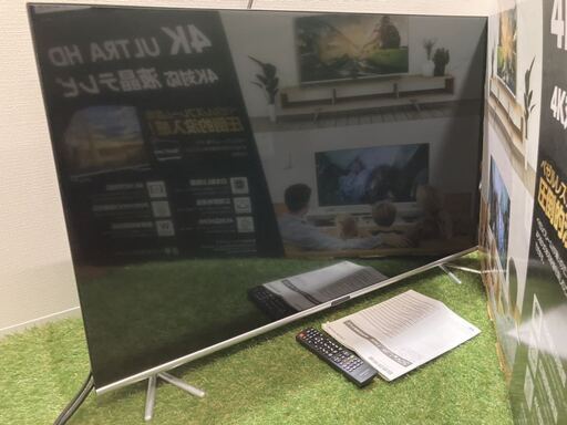 ★中古品 GREEN HOUSE グリーンハウス 50型液晶テレビ GH-TV50CGE-BK 2020年製 4K HDR対応 ベゼルレス ◎