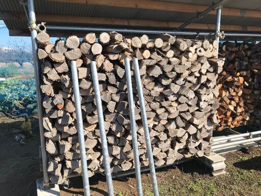 薪ストーブキャンプ 薪割済広葉樹 榎木エノキ薪 1棚 水分計18％ ③