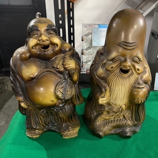 ^_^  七福神の置物2体　7代錦松　銘入り