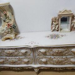 ロココ調家具　インテリアセット　姫　プリンセス　ピンク　クローゼット　台　テーブル　スタンド　小物　鉢植え