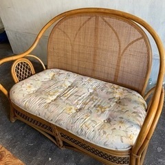 籐のソファ　籐の椅子2脚　ラタン