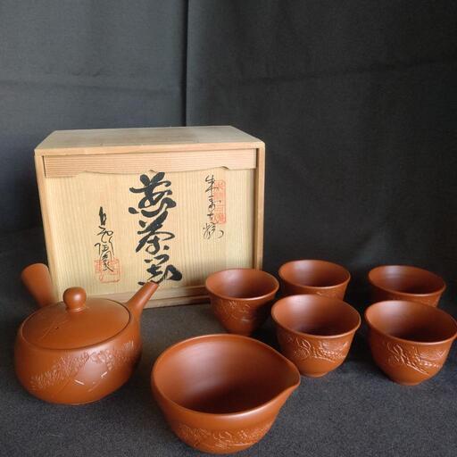朱萬古焼 　煎茶器揃 新品