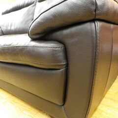 本革 3人掛けソファ ダークブラウン 幅213㎝ レザー 重厚感のあるデザイン☆ 2～3人掛け　西岡店