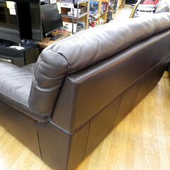 本革 3人掛けソファ ダークブラウン 幅213㎝ レザー 重厚感のあるデザイン☆ 2～3人掛け　西岡店